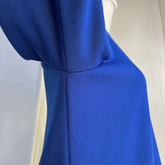 David Warren Dress Back Buttons Long Sleeve Wool Blue Vintage 80s Women's Size 8 - Picture 9 of 14